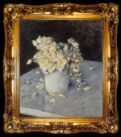framed  Gustave Caillebotte Yellow Roses in a Vase, ta009-2